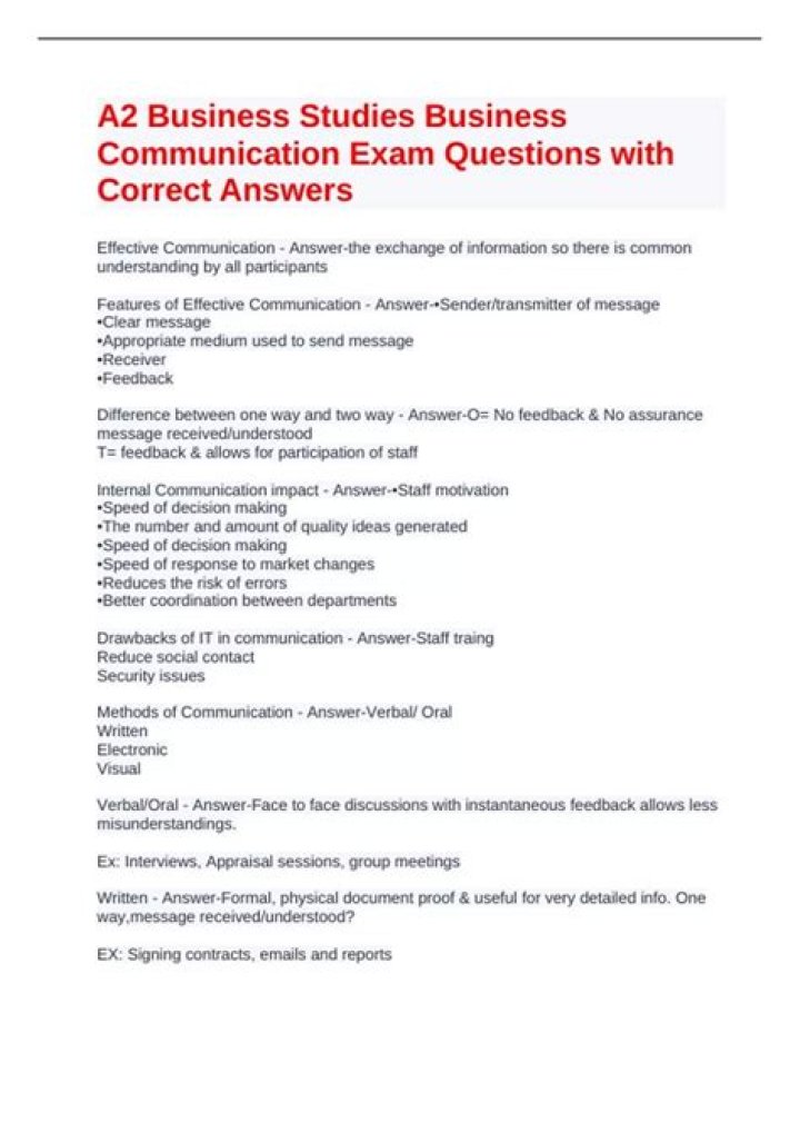 Business Communication Exam Questions & Answers PDF – Download Now