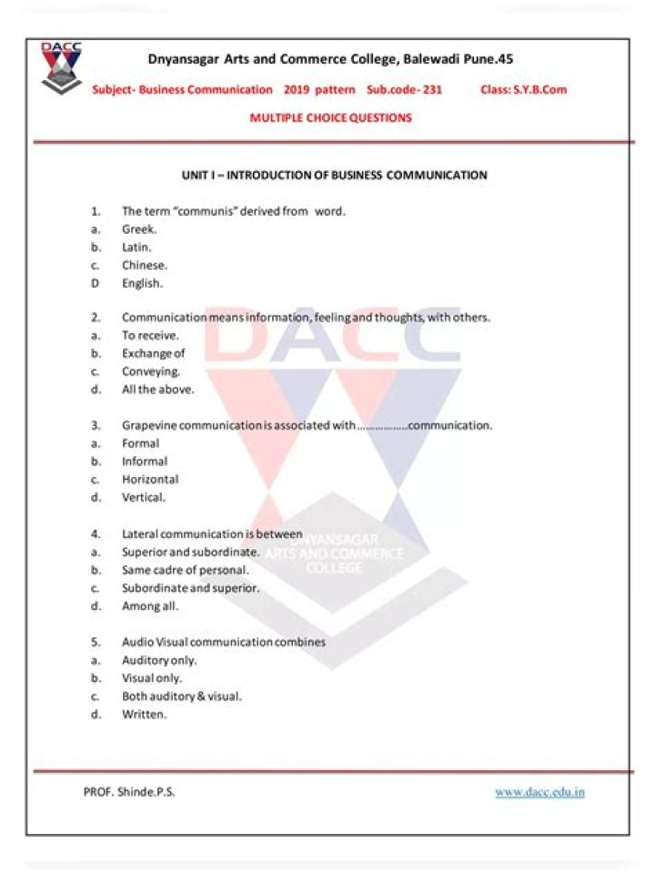 Business Communication MCQs with Answers PDF: Test Your Skills
