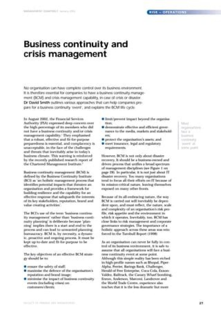 Business Continuity and Crisis Management PDF: Essential Guide
