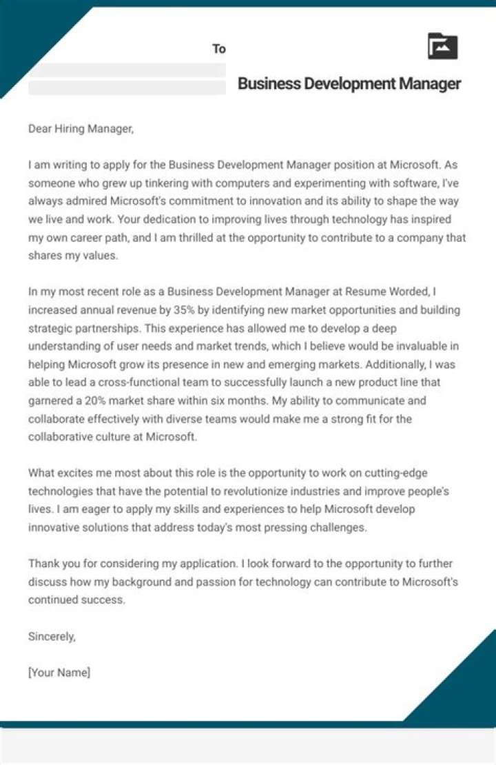 Professional Business Development Manager Cover Letter PDF Template