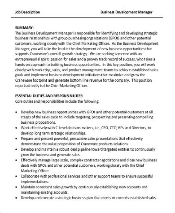 Business Development Manager Job Description PDF – Full Guide