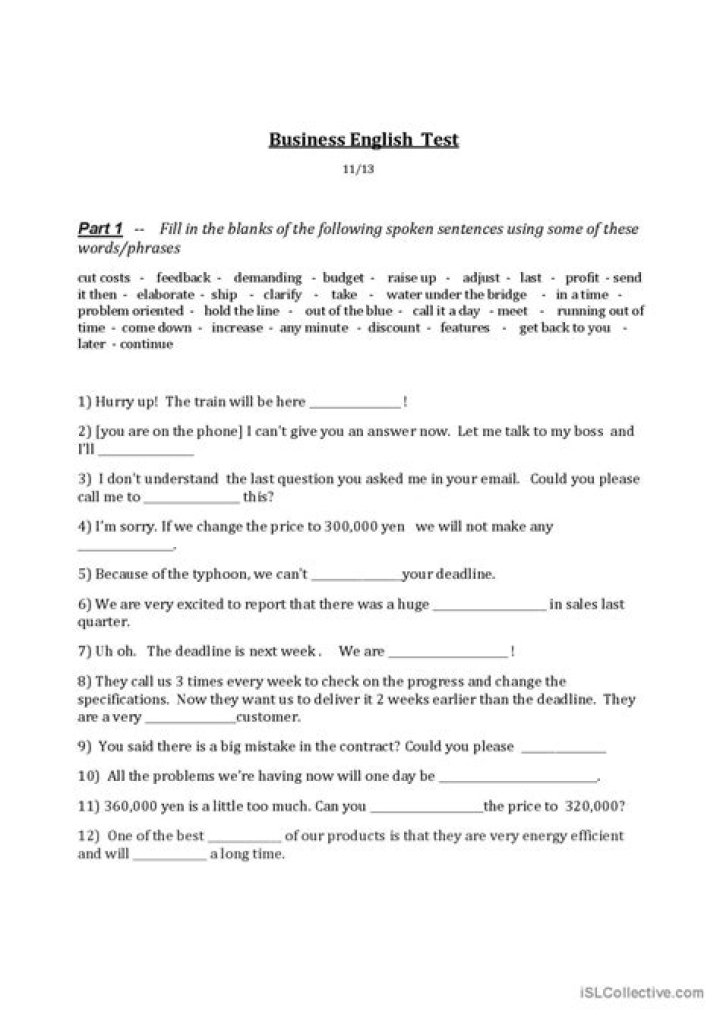 Business English Test with Answers PDF - Perfect for Professional Mastery
