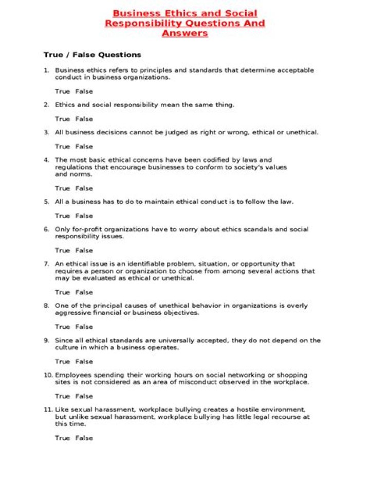 Essential Business Ethics Questions and Answers PDF