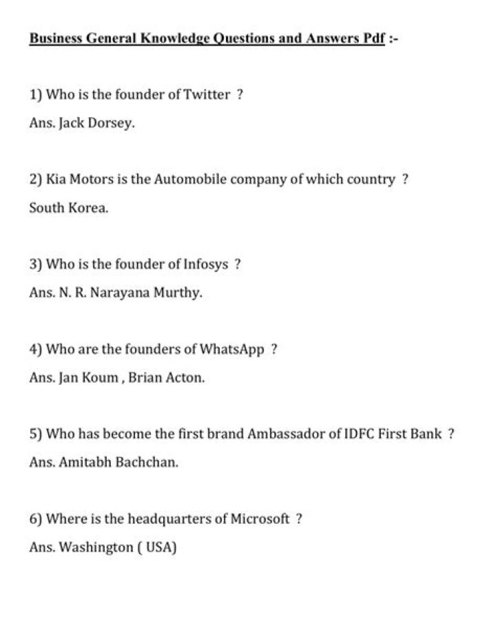 Business General Knowledge Questions & Answers PDF: Master Key Business Concepts