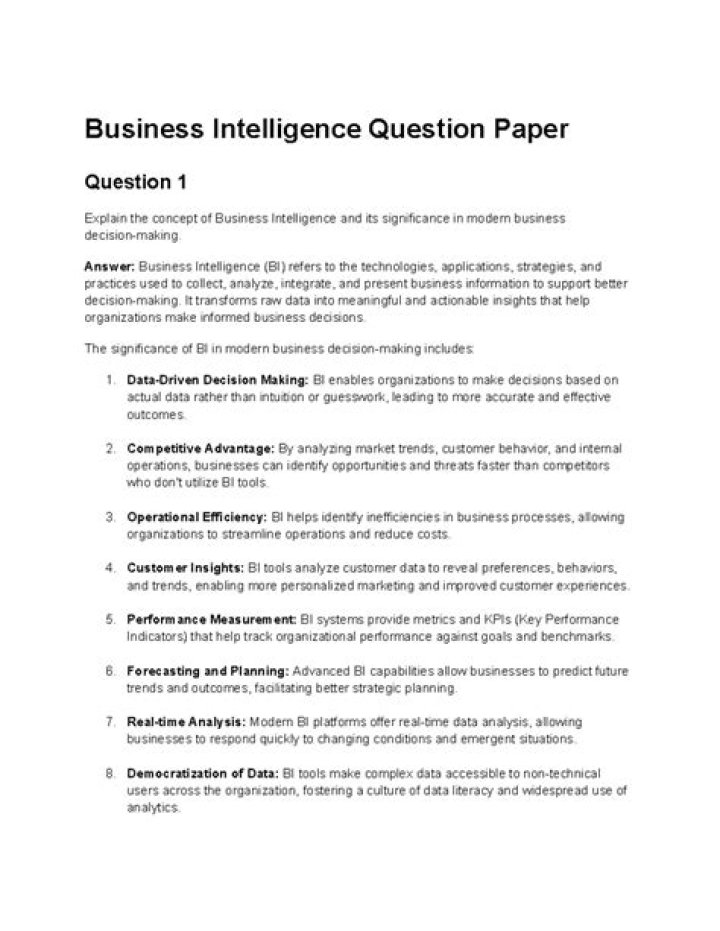 Business Intelligence Questions & Answers: Essential PDF Guide