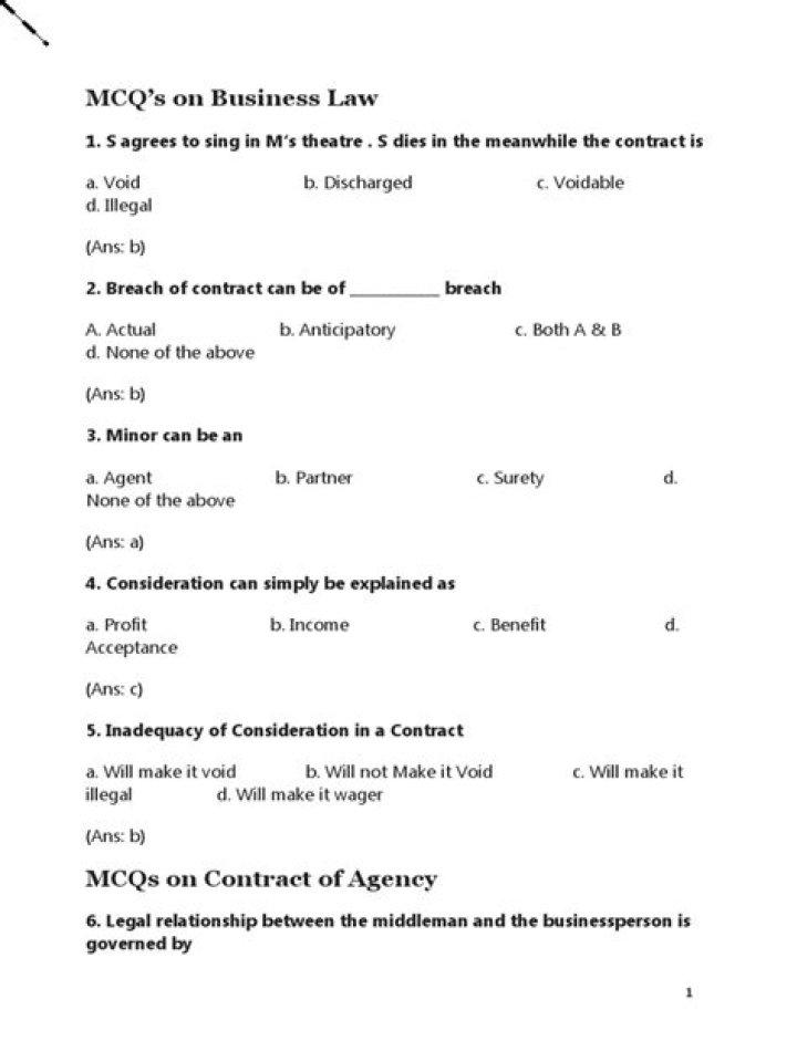 Business Law Multiple Choice Questions & Answers PDF – Free Study Guide