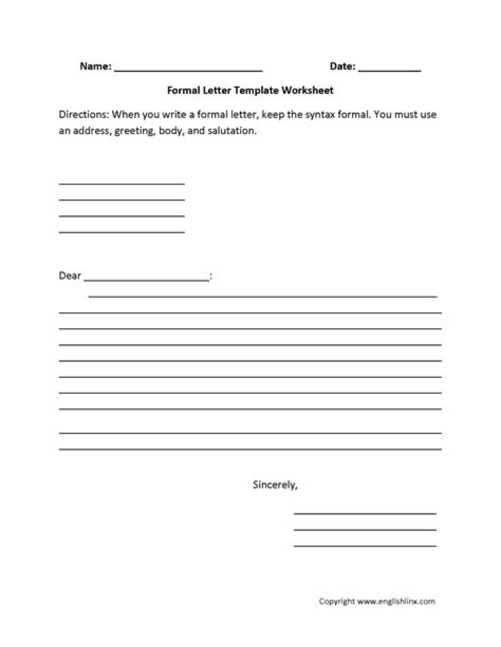 Business Letter Worksheets PDF – Free Printable Templates for Professional Correspondence