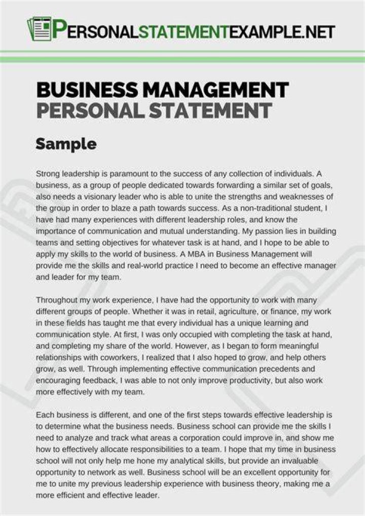 Crafting Your Business Management Personal Statement PDF Guide