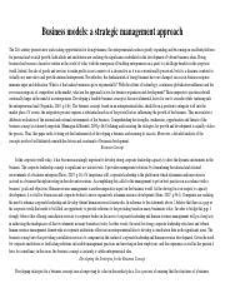 Business Models as a Strategic Management Approach: Expert PDF Guide