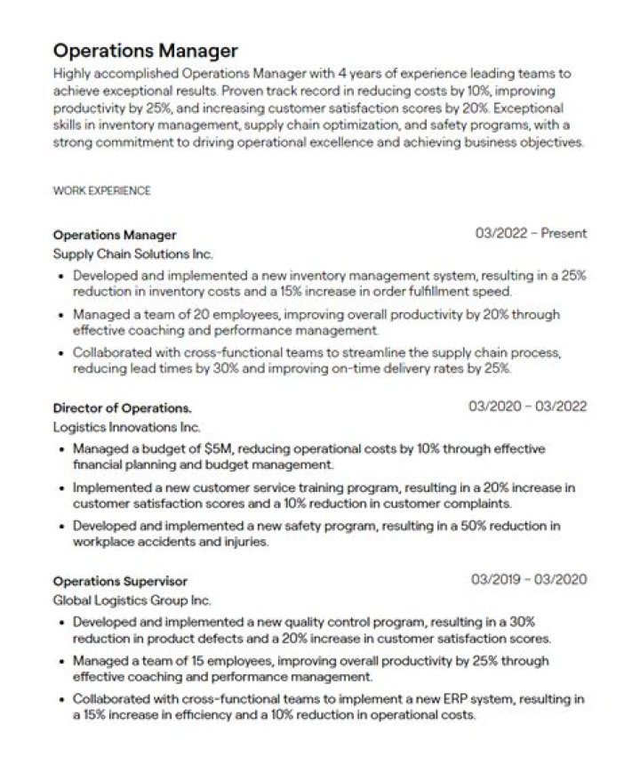 Business Operations Manager Resume PDF for Career Advancement