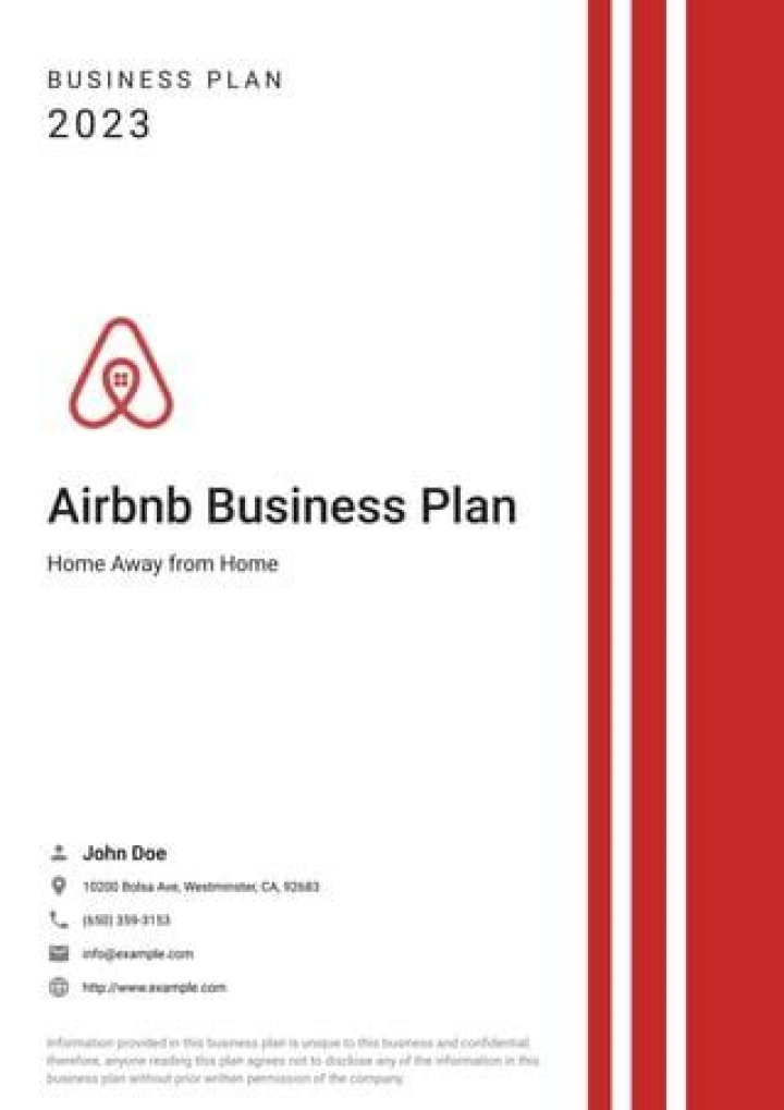 Airbnb Business Plan PDF Template – Instant Download