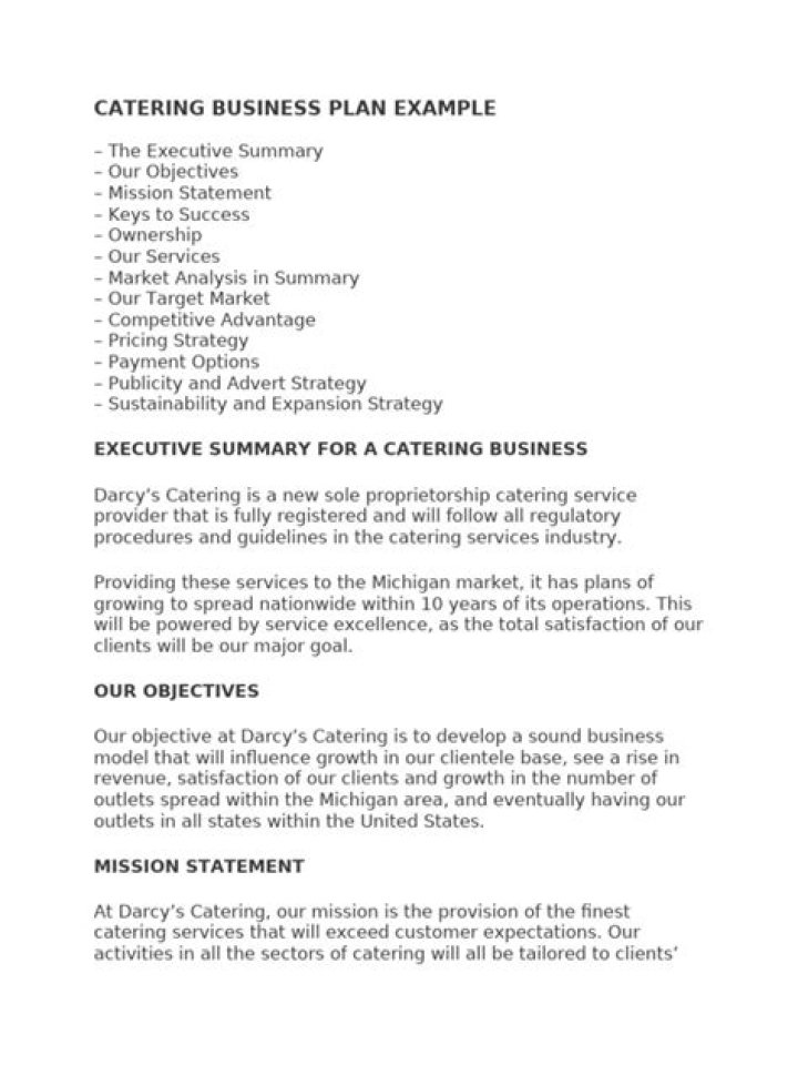 Download Free Business Plan Catering PDF for Success