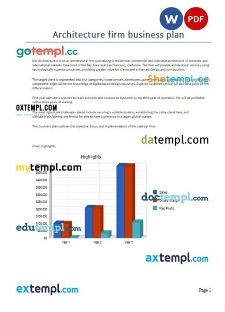 Business Plan for Architecture Firm – Downloadable PDF Template