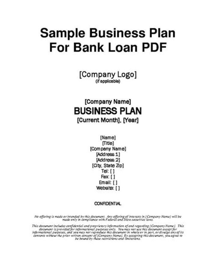 Business Plan for Bank Loan Example PDF Template