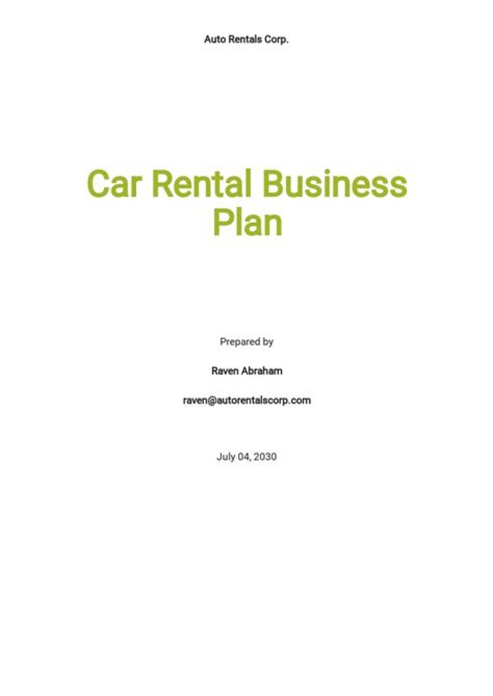 Business Plan for Car Rental Company PDF – Full Template & Strategy