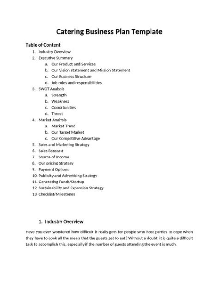 Business Plan for Catering Services PDF – Fully Editable Template