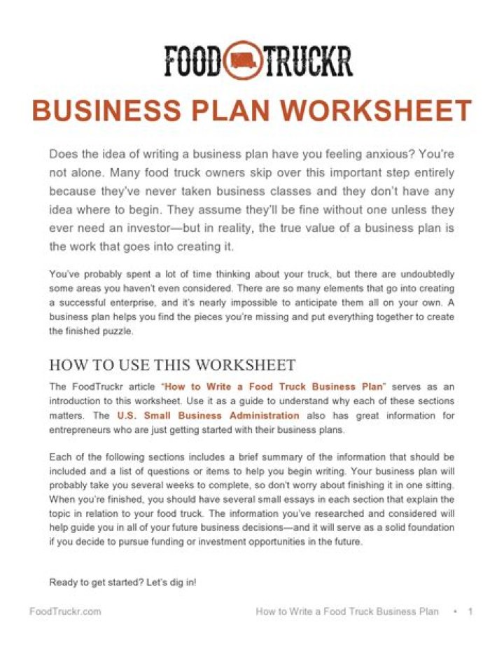Business Plan for Food Truck PDF – Ready-to-Print Template