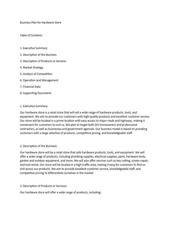Business Plan for Hardware Store PDF – Complete Guide & Template