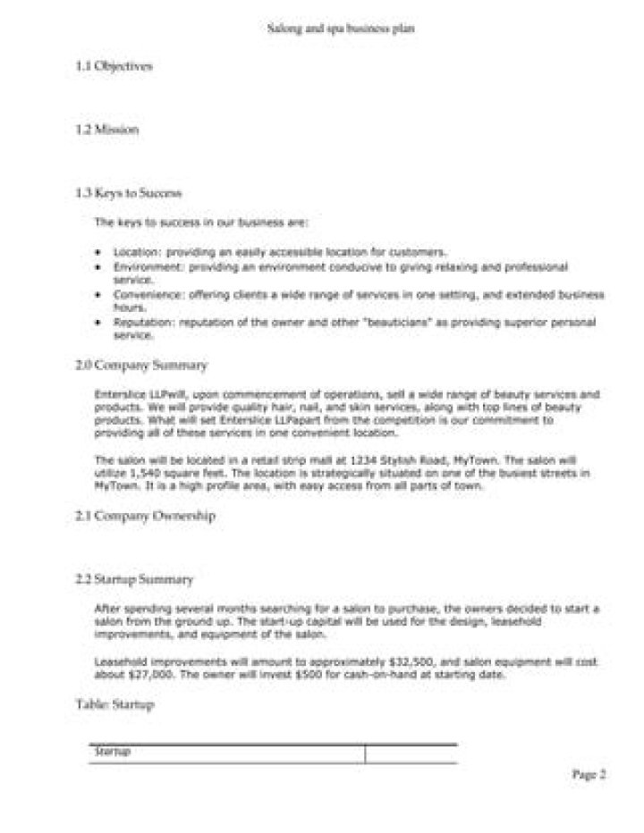 Business Plan for Salon and Spa PDF – Full Template & Guide