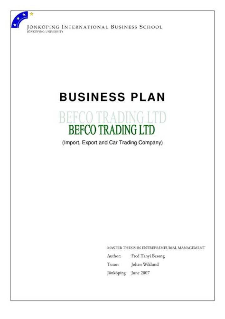 Business Plan for Trading Company Sample PDF – Complete Template
