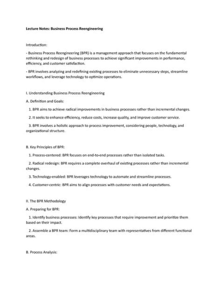 Business Process Management Lecture Notes PDF for Students