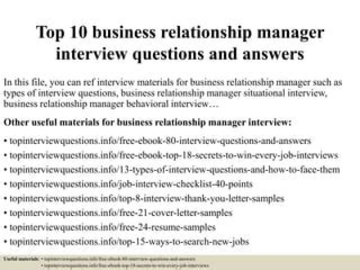 Business Relationship Manager Interview Questions and Answers PDF