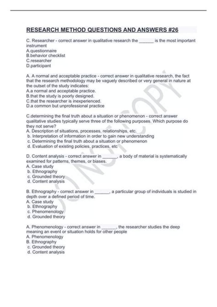 Business Research Methods Exam Questions & Answers PDF: Study Guide