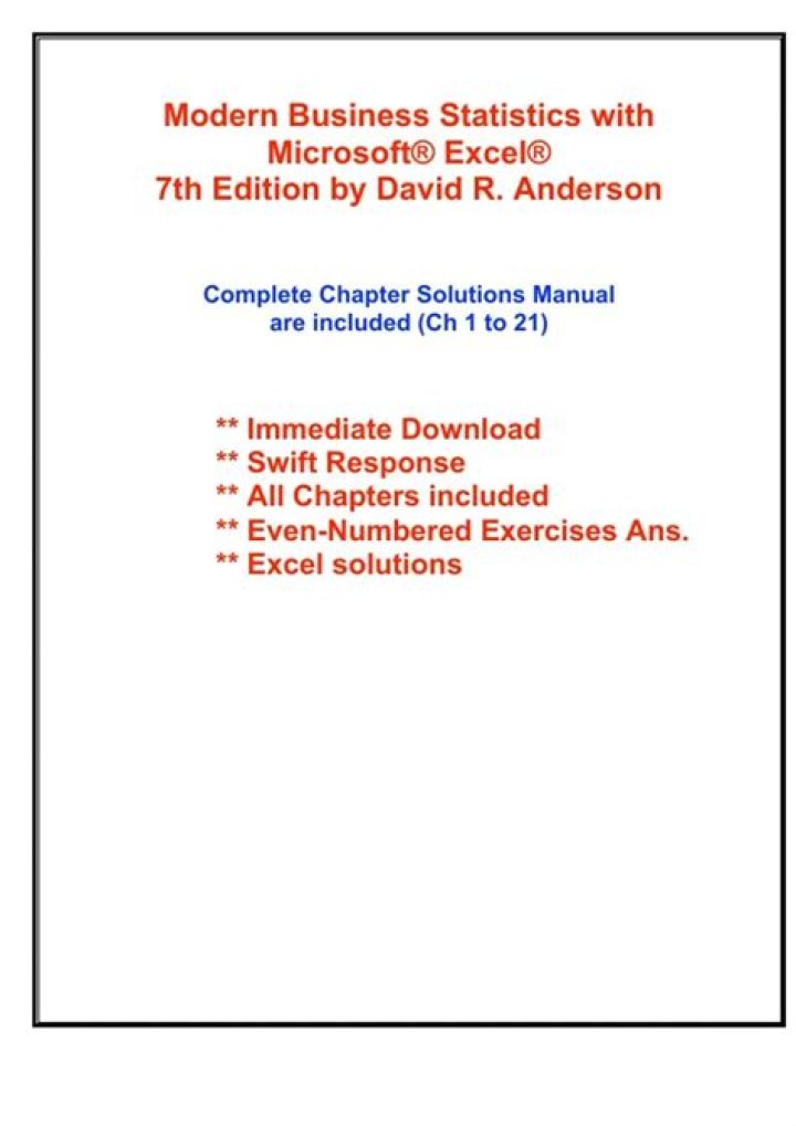 Business Statistics for Managers: Master Excel 7th Edition with PDF Guide