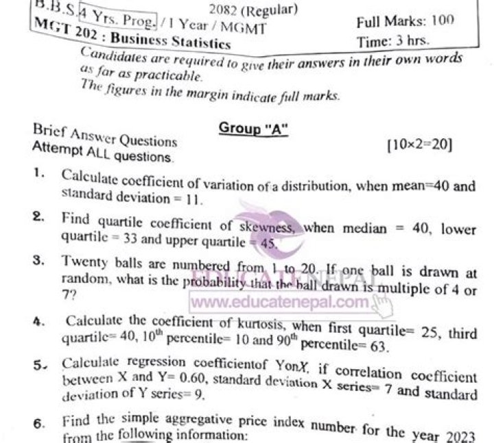 Business Statistics Q&A PDF for 2nd Year Students