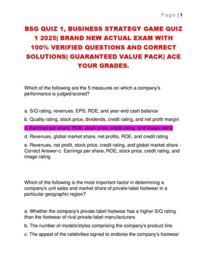 Business Strategy Game Quiz 2 Answers PDF: Master Key Tactics & Tactics