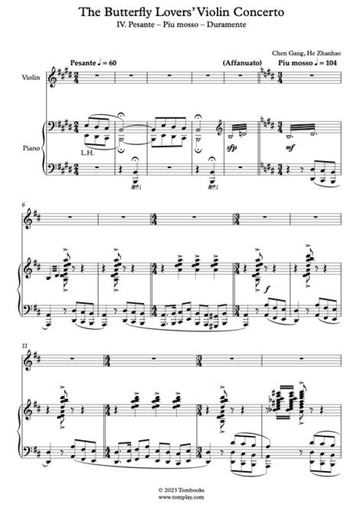 Butterfly Lovers Violin Sheet Music Free PDF Download