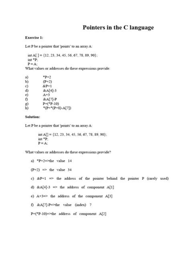 C++ Pointers Exercises and Answers PDF: Master C++ Programming