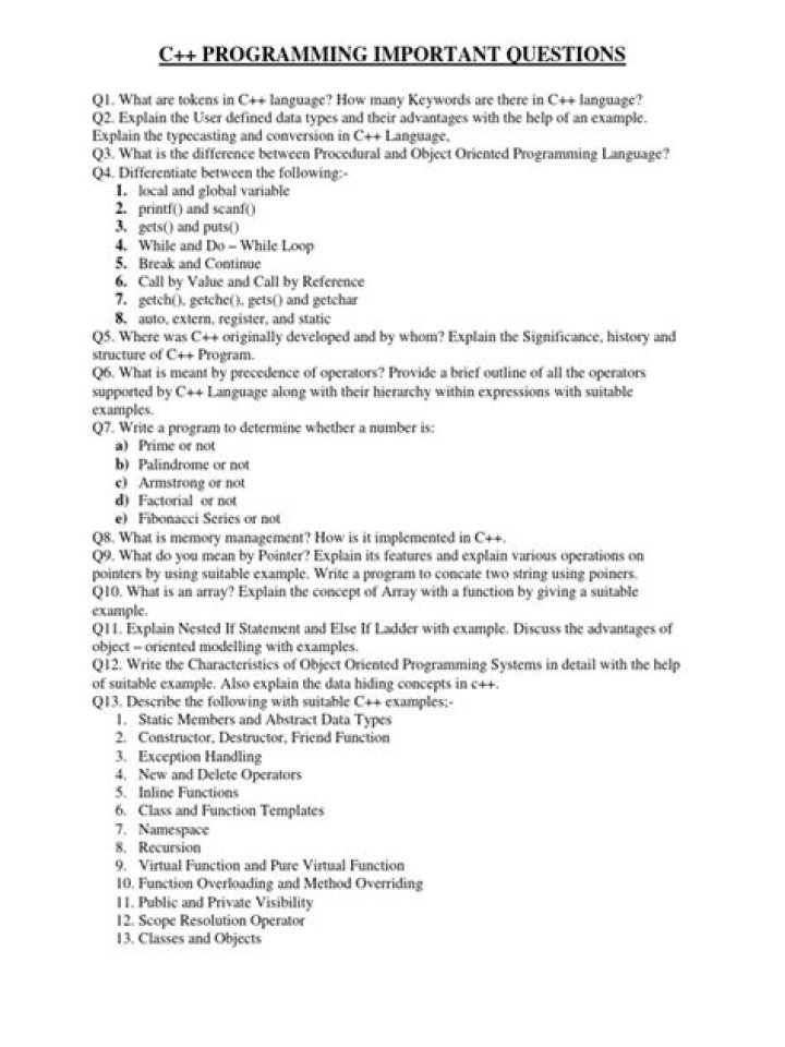 C Programming Important Questions and Answers PDF: Master Key Concepts