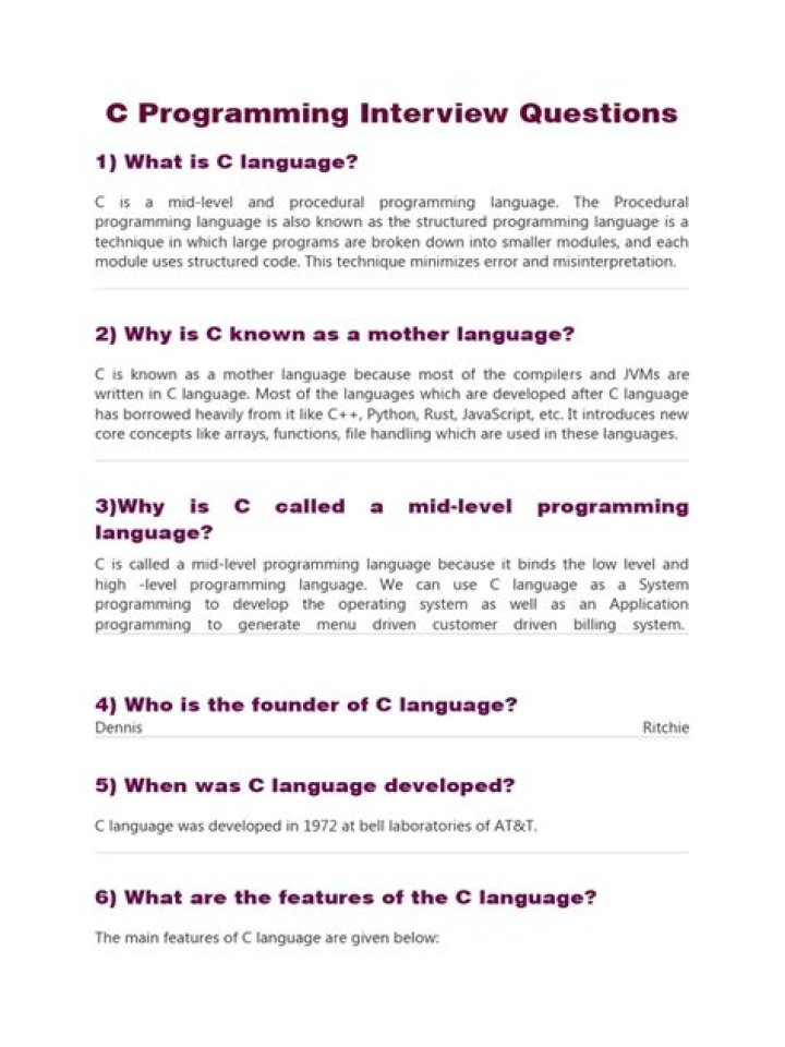 C Programming Language Interview Questions and Answers PDF – Essential Prep Guide