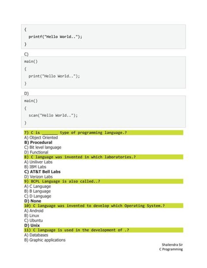 C Programming MCQ Questions and Answers PDF – Perfect for Exam Prep