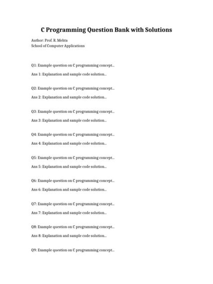 C Programming Question Bank with Answers PDF – Perfect Study Guide