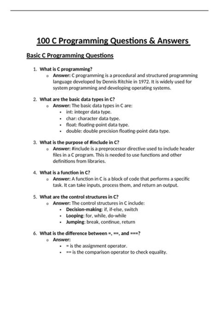 C Programming Questions & Answers PDF – Expert Guide