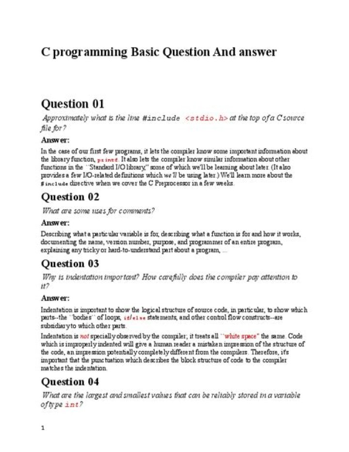 C Programming Test Questions & Answers PDF – Master C Coding Skills