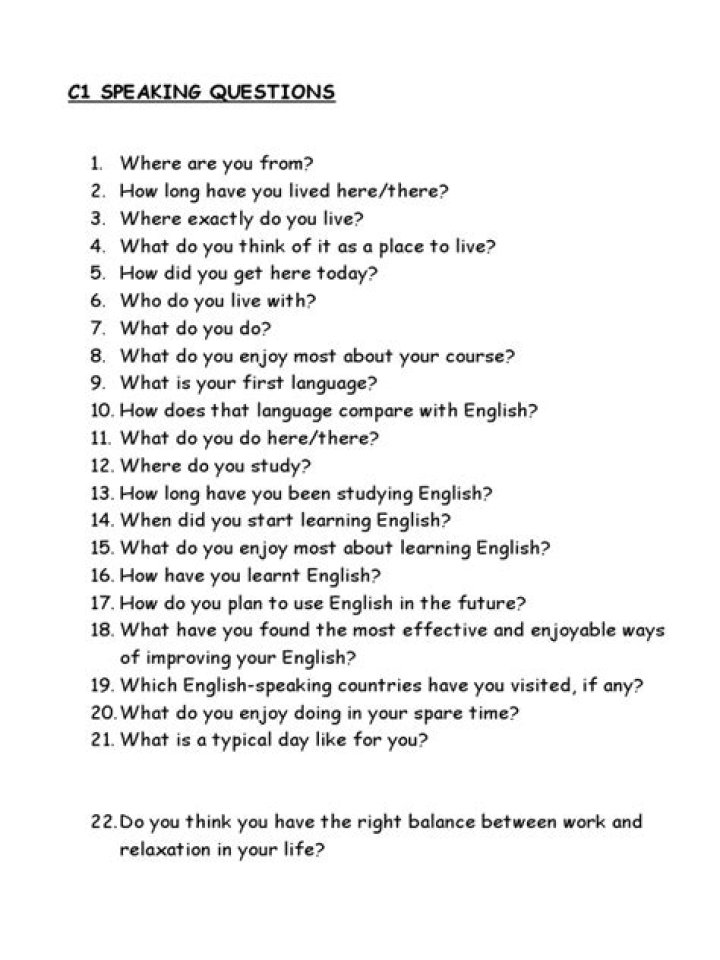 C1 Speaking Questions PDF: Master Test Speaking Skills