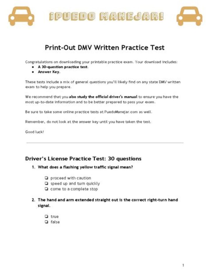 Download Free CA DMV Practice Test PDF to Pass Your Driving Exam