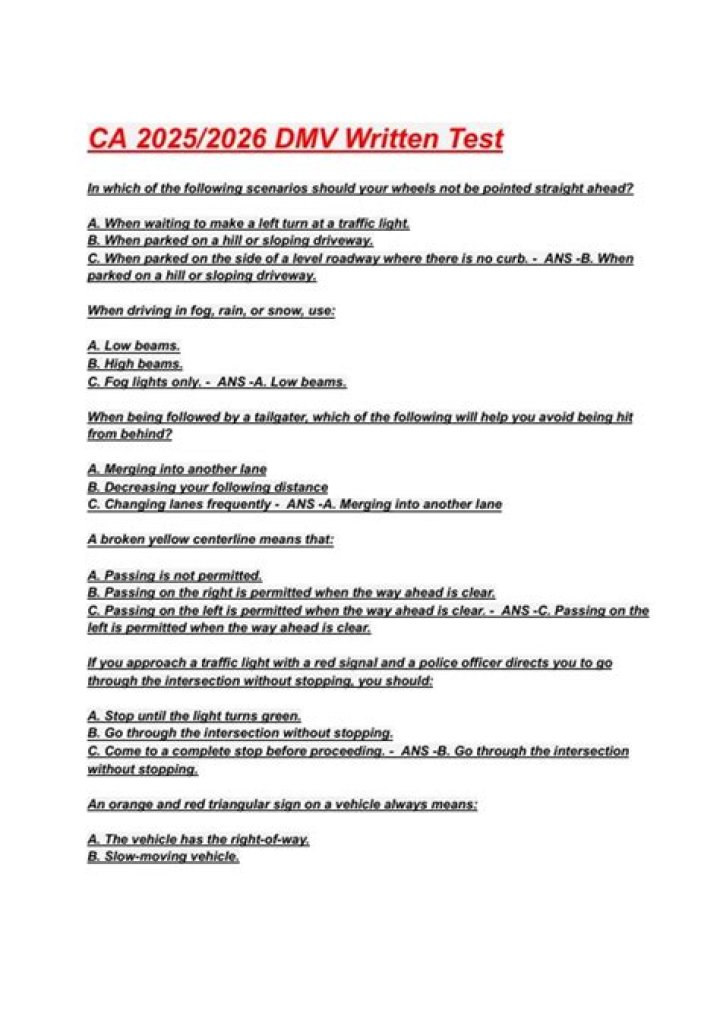Complete CA DMV Written Test PDF – Pass with Confidence
