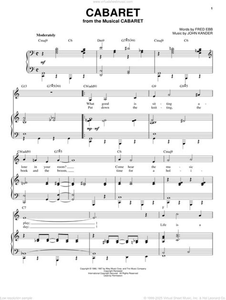 Cabaret Sheet Music PDF Free – Download Instantly