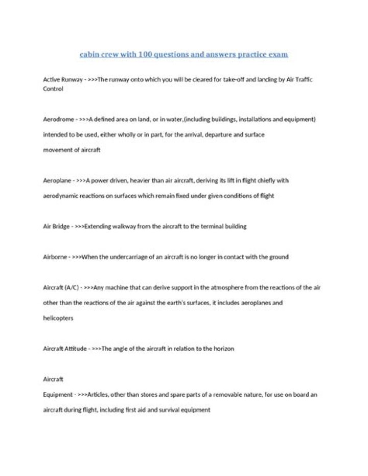 Cabin Crew Exam Questions & Answers PDF – Download Now
