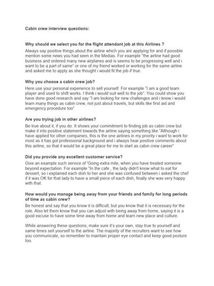 Free Cabin Crew Interview Questions and Answers PDF – Download Now