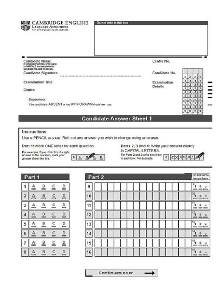 CAE Reading & Use of English Answer Sheet PDF – Instant Download