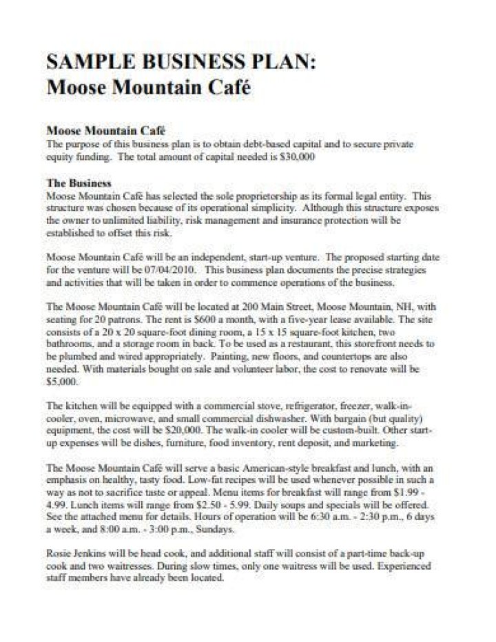 Free Cafe Business Plan Sample PDF for Launching Your Café