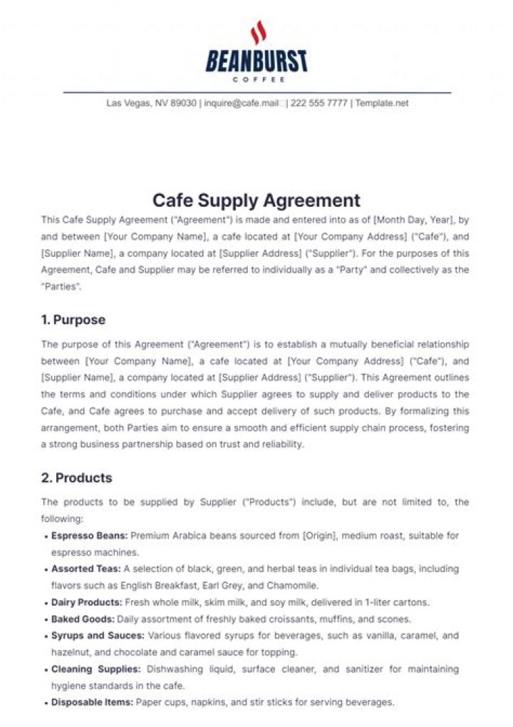 Cafeteria Agreement with Kitchen Management Firm – PDF Guide