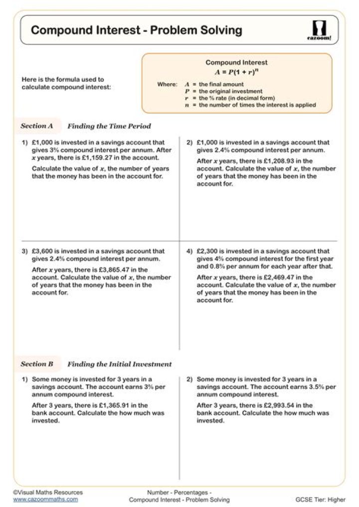 Free Calculating Interest Worksheet PDF – Easy Financial Math Practice