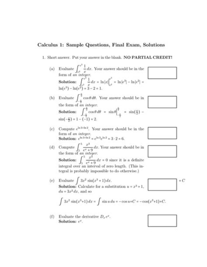 Free Calculus 1 Exam Questions & Answers PDF with Solutions