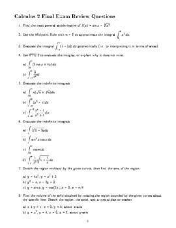 Calculus 2 Final Exam with Answers PDF – Instant Download